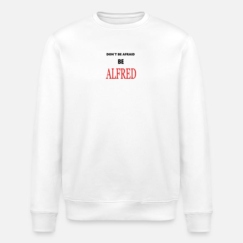 Alfred Rote Typografie Schwarz - Stanley/Stella Unisex Bio-Sweatshirt ROLLER - Weiß