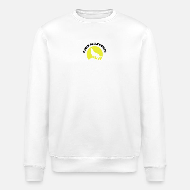 moon wolf_einer_heult_immer - Stanley/Stella ROLLER Unisex Organic Sweatshirt - white