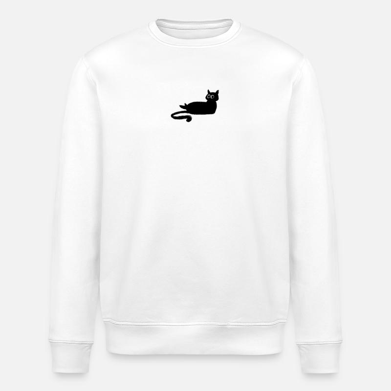 Anthrazit Schwarze Katze - Stanley/Stella Unisex Bio-Sweatshirt ROLLER - Weiß