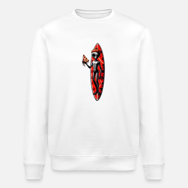 Halloween Alien Surfer Pizza Lover - Sweat bio ROLLER Stanley/Stella Unisexe - blanc