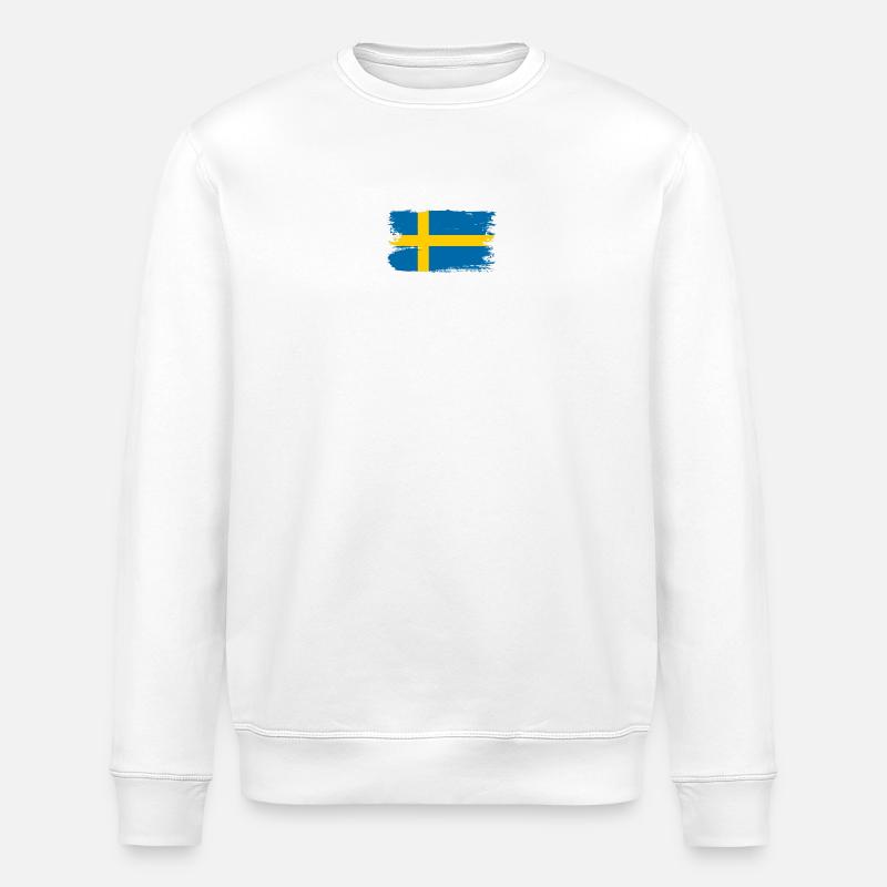 Schwedische Flagge Brush Tee - Stanley/Stella Unisex Bio-Sweatshirt ROLLER - Weiß