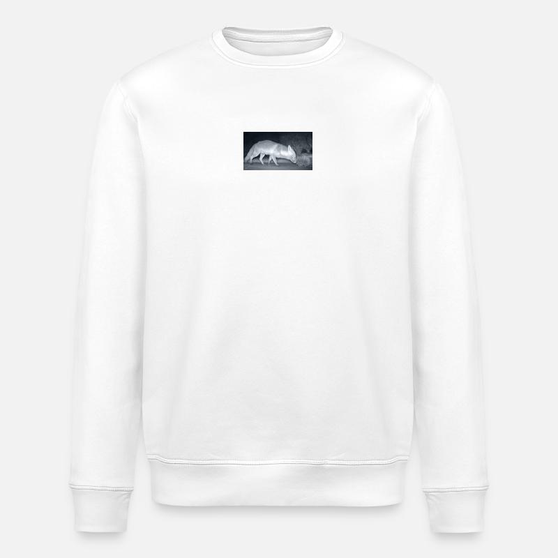 Night Fox Hedgehog Encounter - Stanley/Stella ROLLER Unisex Organic Sweatshirt - white
