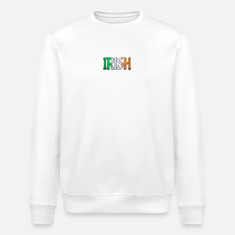 Irish Flag Letters Patchwork - Stanley/Stella ROLLER Unisex Organic Sweatshirt - white