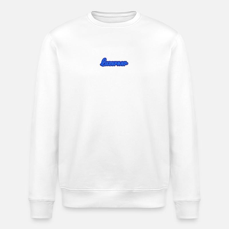 Luzerner Blau Schrift Glow - Stanley/Stella Unisex Bio-Sweatshirt ROLLER - Weiß