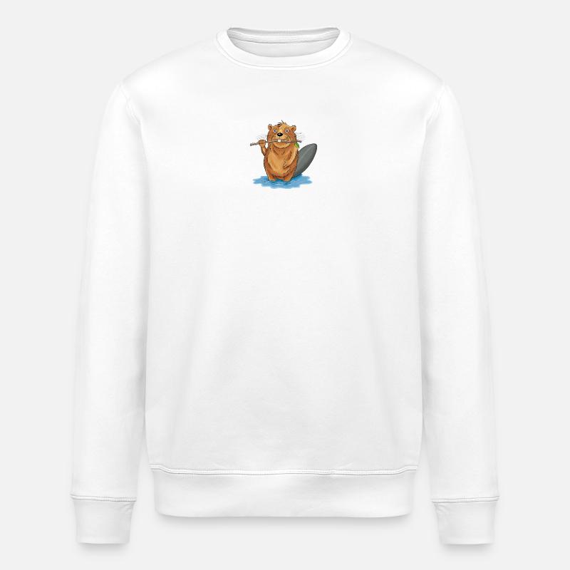 bissiger Biber - Stanley/Stella Unisex Bio-Sweatshirt ROLLER - Weiß