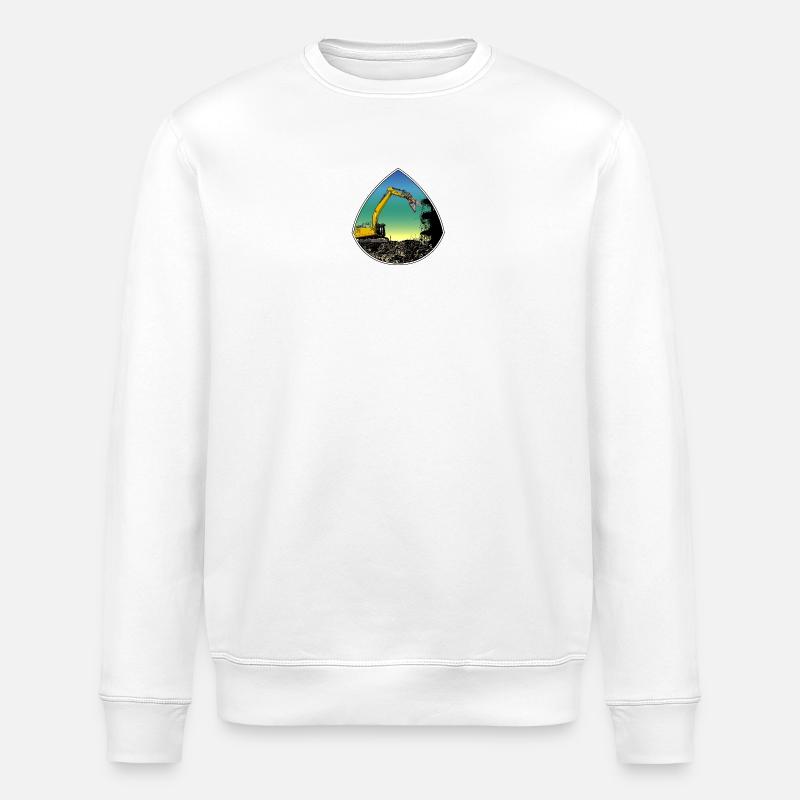 Tear-off excavator - Stanley/Stella ROLLER Unisex Organic Sweatshirt - white