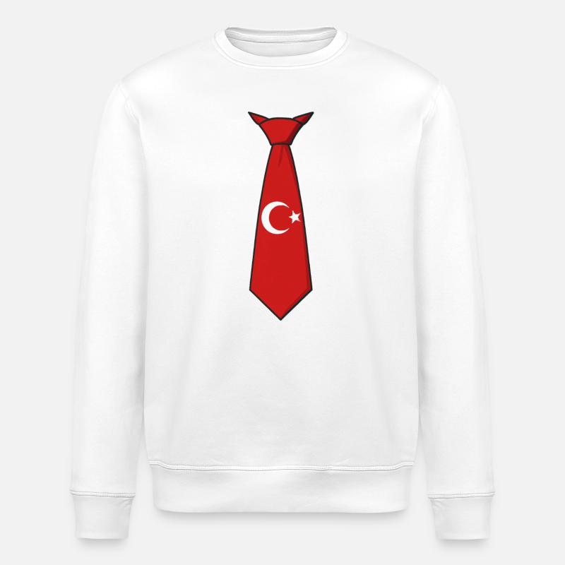 Rote Krawatte mit Halbmond und Stern - Stanley/Stella Unisex Bio-Sweatshirt ROLLER - Weiß
