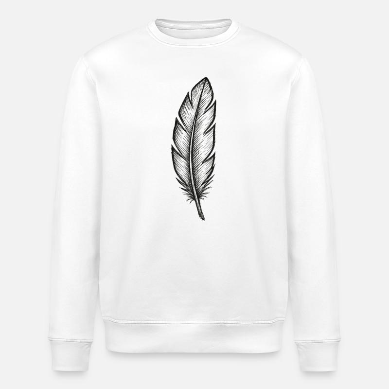 Black glitter feather with texture - Stanley/Stella ROLLER Unisex Organic Sweatshirt - white