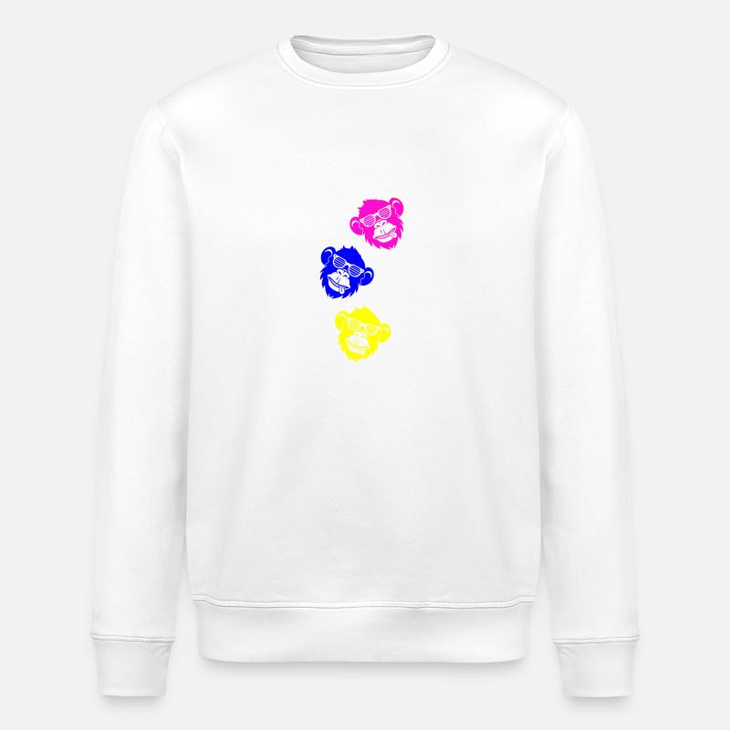 Affe Cool Kopf - Stanley/Stella Unisex Bio-Sweatshirt ROLLER - Weiß