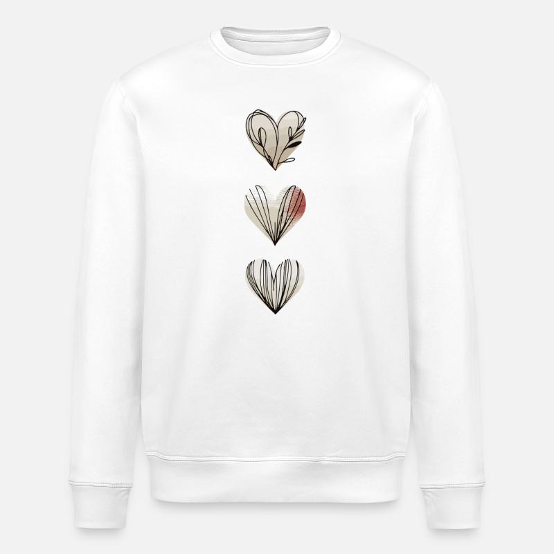 Linienherzen Dreifach - Stanley/Stella Unisex Bio-Sweatshirt ROLLER - Weiß