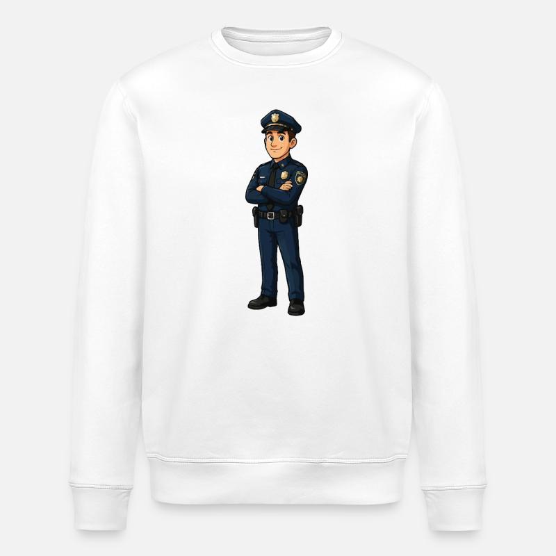 Polizeibeamter im Dienst Illustration - Stanley/Stella Unisex Bio-Sweatshirt ROLLER - Weiß