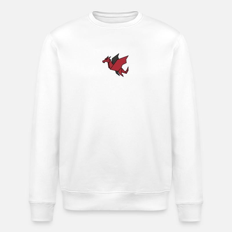 Origami Drache Rot Geometrisch - Stanley/Stella Unisex Bio-Sweatshirt ROLLER - Weiß