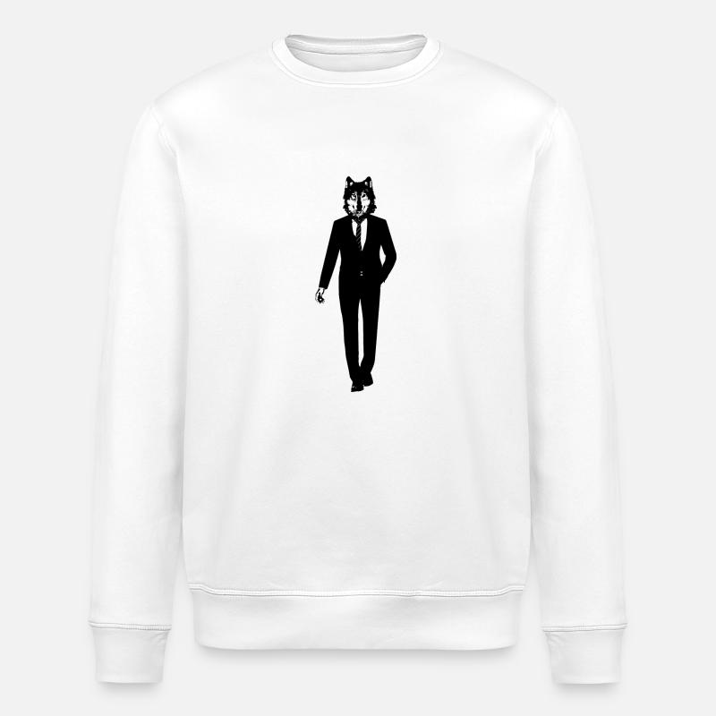 Wolf im Anzug - Stanley/Stella Unisex Bio-Sweatshirt ROLLER - Weiß
