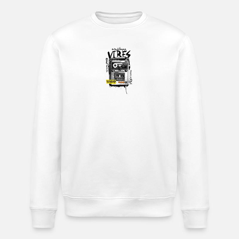 Retro-Kassetten-Graffiti-Gerät - Stanley/Stella Unisex Bio-Sweatshirt ROLLER - Weiß
