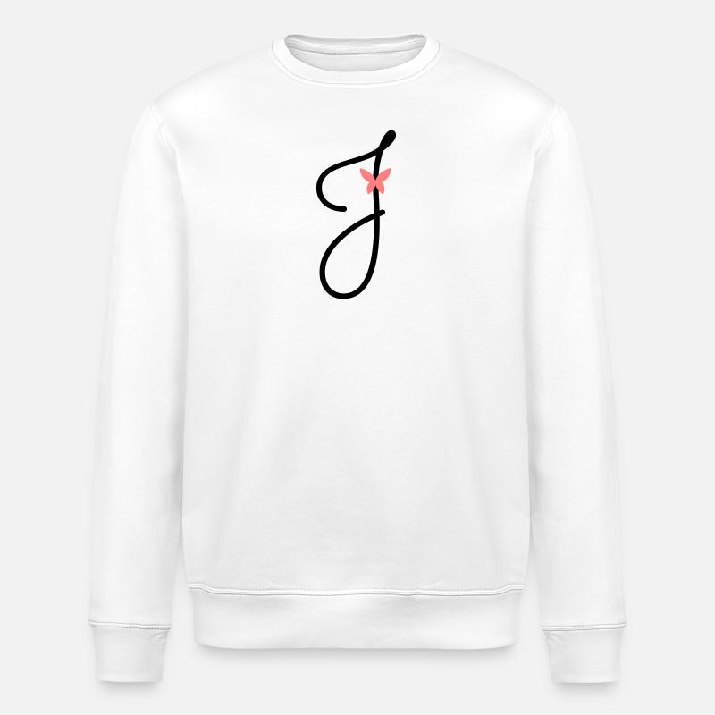 Buchstabe J Schmetterlingsbuchstabe - Stanley/Stella Unisex Bio-Sweatshirt ROLLER - Weiß