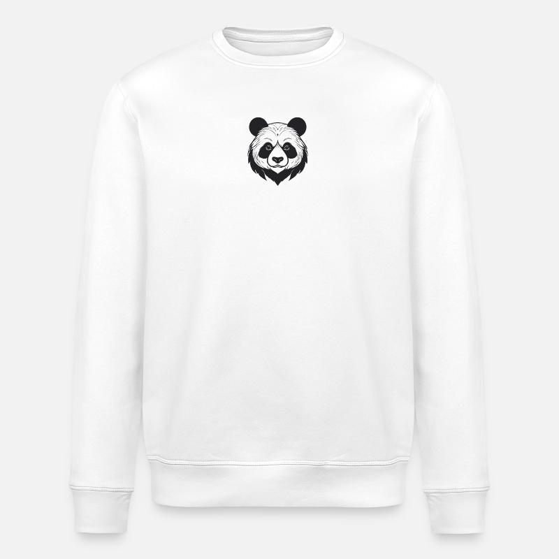 Panda Illustration in Schwarz-Weiß - Stanley/Stella Unisex Bio-Sweatshirt ROLLER - Weiß