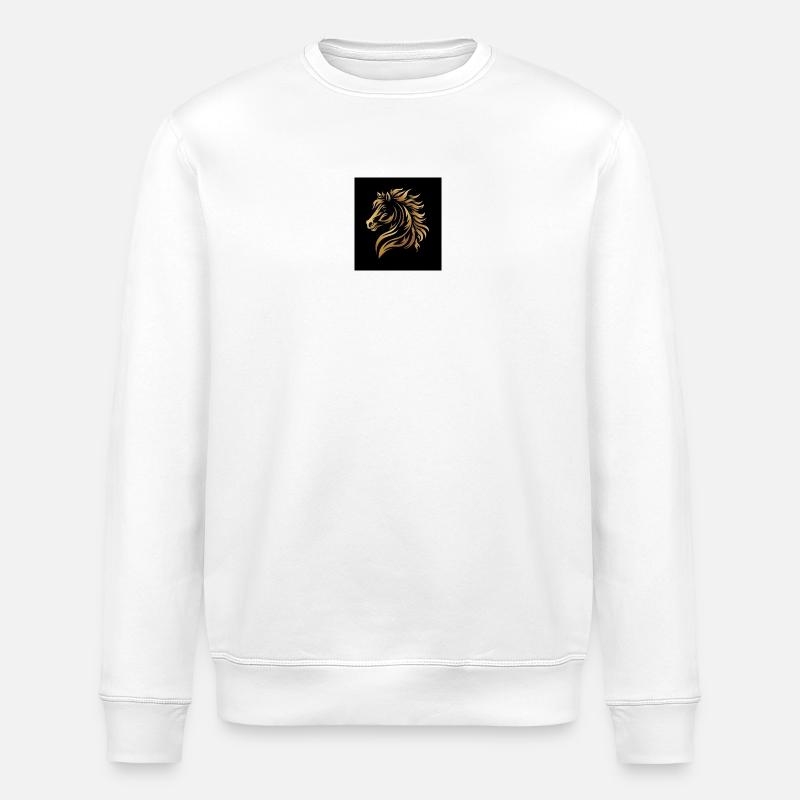 Goldener Pferdekopf Flammenstil - Stanley/Stella Unisex Bio-Sweatshirt ROLLER - Weiß