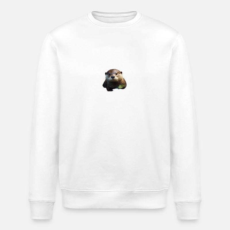 Loutre mignonne avec feuille - Sweat bio ROLLER Stanley/Stella Unisexe - blanc