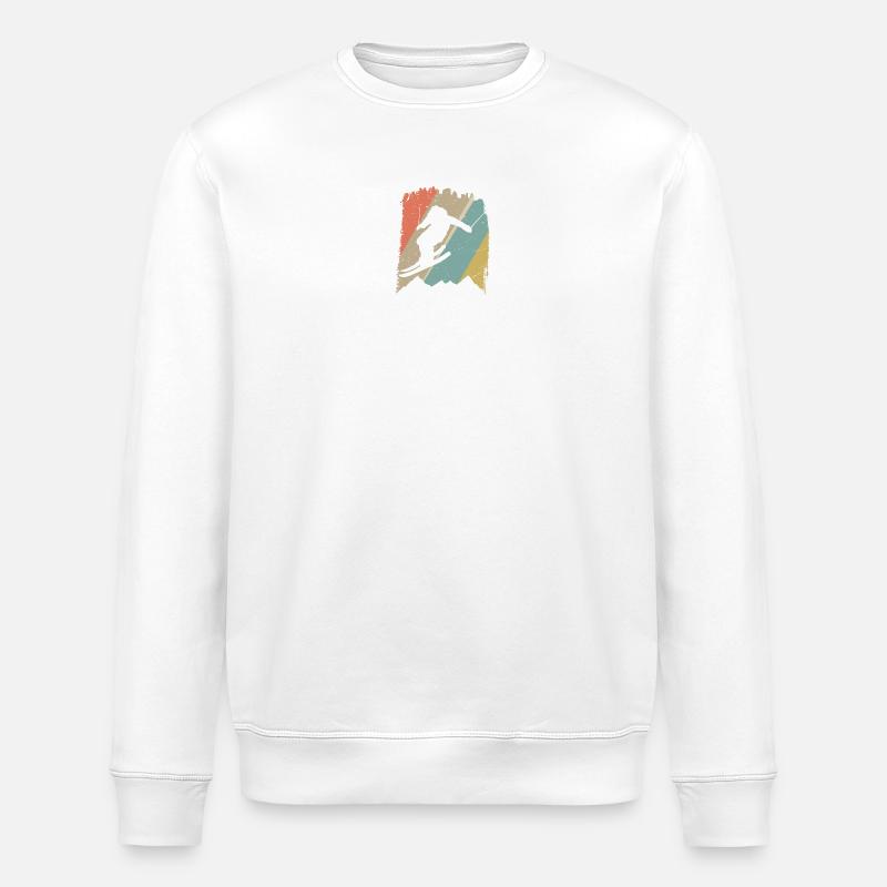 Retro Snowboard Silhouette on Pastel Stripes - Stanley/Stella ROLLER Unisex Organic Sweatshirt - white