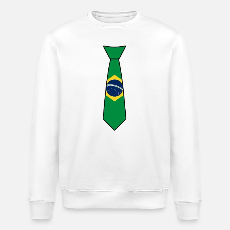 Brasilien-Krawatte – Flaggendesign - Stanley/Stella Unisex Bio-Sweatshirt ROLLER - Weiß