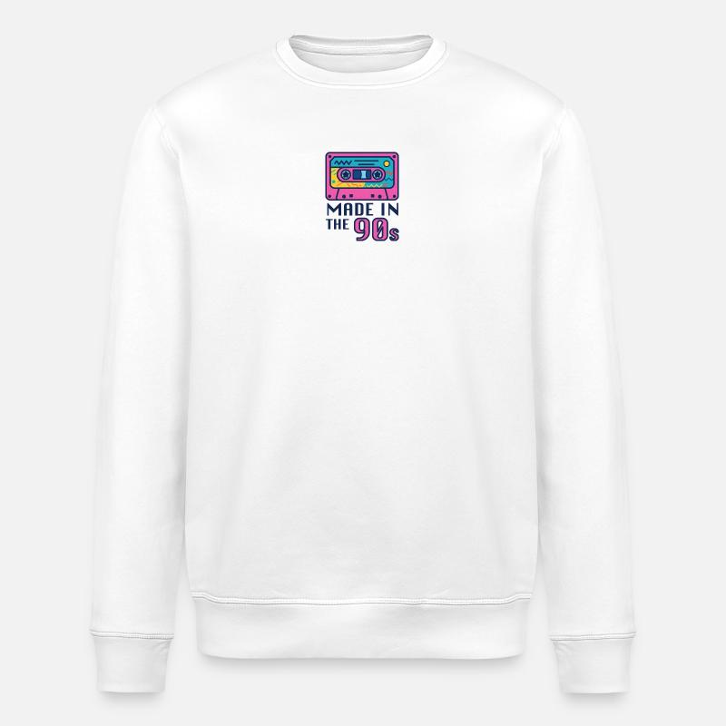 Neon 90s Cassette Design - Stanley/Stella ROLLER Unisex Organic Sweatshirt - white