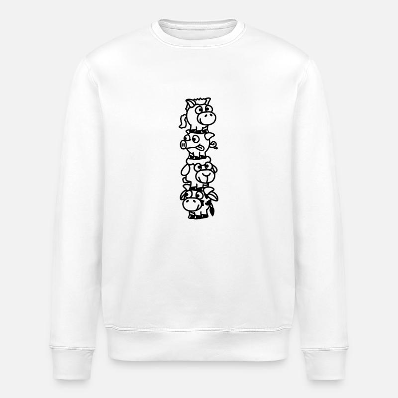 smiley_animal_stake_1c - Sweat bio ROLLER Stanley/Stella Unisexe - blanc