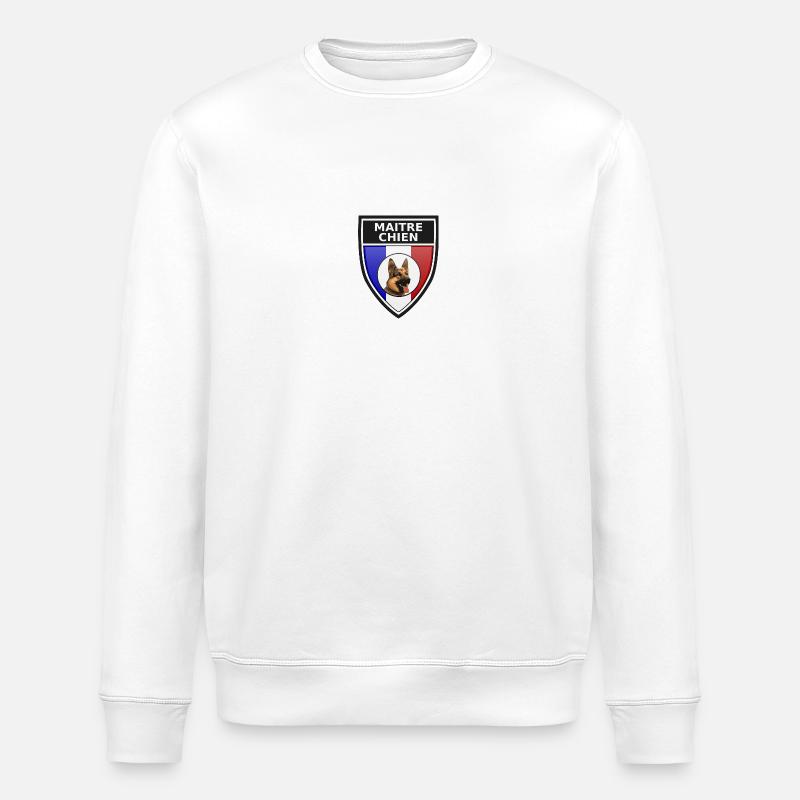 Ecusson noir maitre-chien berger allemand - Sweat bio ROLLER Stanley/Stella Unisexe - blanc