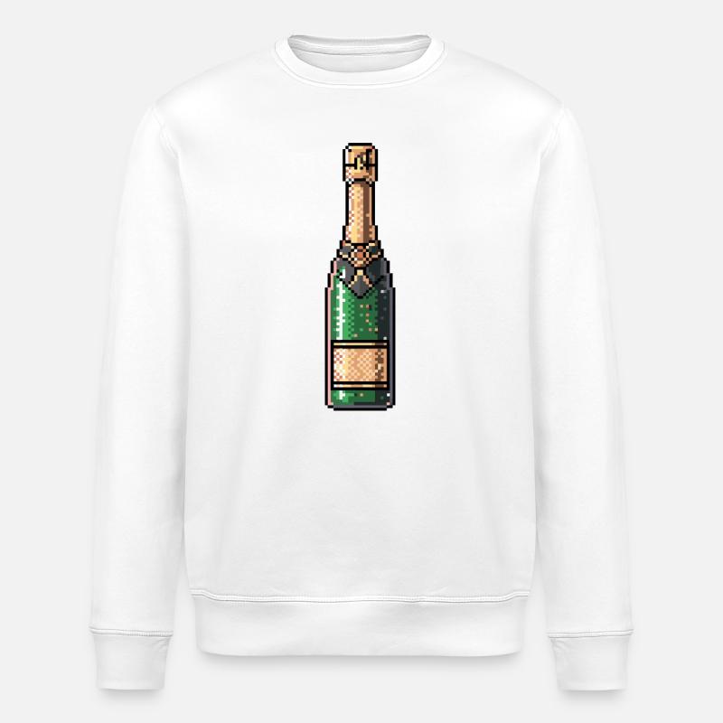 PixelChampagne Bottle Retro - Stanley/Stella ROLLER Unisex Organic Sweatshirt - white