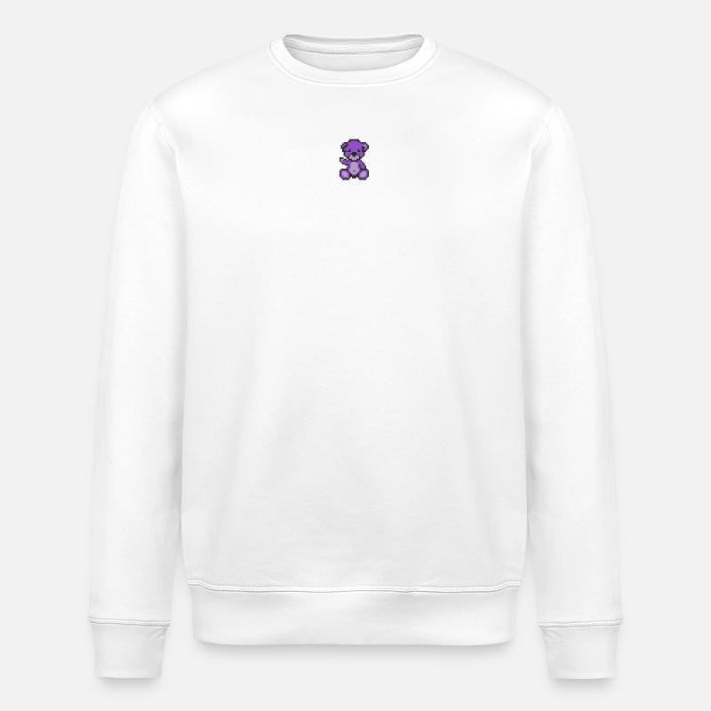 Pixel MiniBear Purple - Stanley/Stella ROLLER Unisex Organic Sweatshirt - white