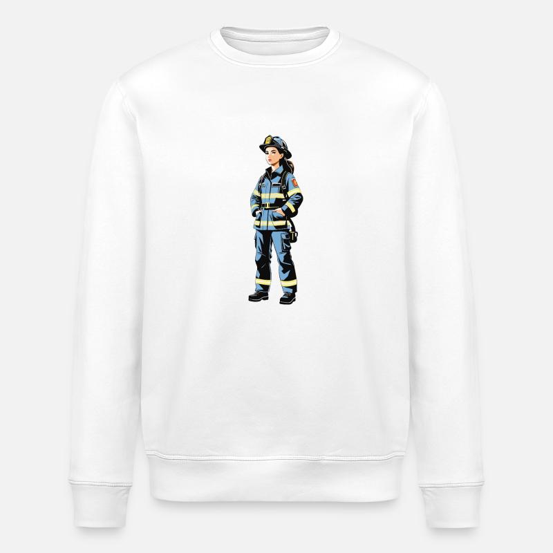 Firefighter - Profession Design Sticker - Stanley/Stella ROLLER Unisex Organic Sweatshirt - white