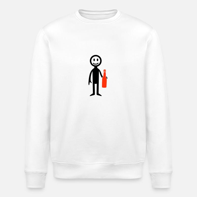 Bier Trinken Strichmännchen - Stanley/Stella Unisex Bio-Sweatshirt ROLLER - Weiß