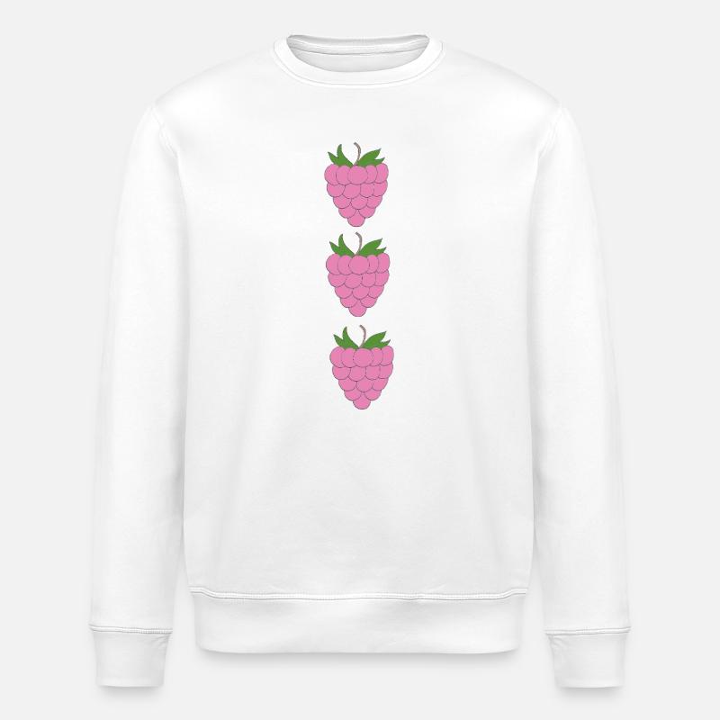 raspberries trio pattern - Stanley/Stella ROLLER Unisex Organic Sweatshirt - white