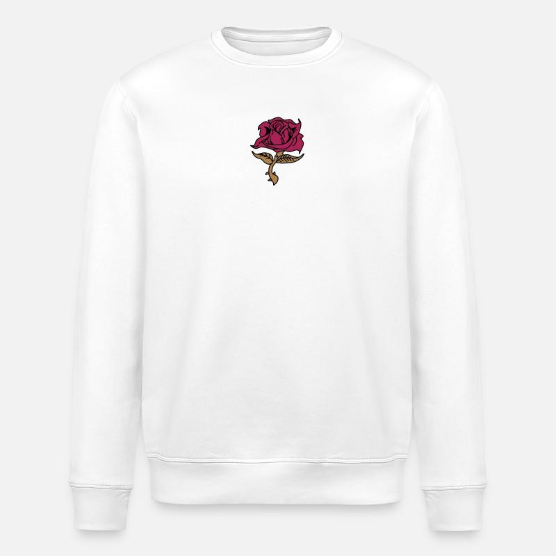 Rose (fleur) - Sweat bio ROLLER Stanley/Stella Unisexe - blanc