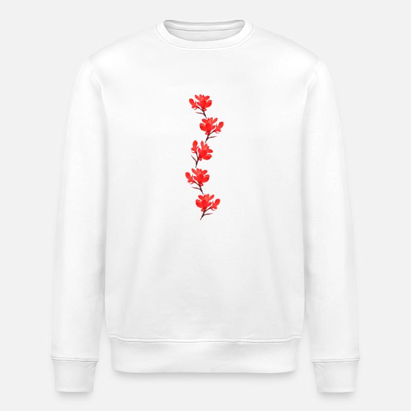 fleurs rouges - Sweat bio ROLLER Stanley/Stella Unisexe - blanc