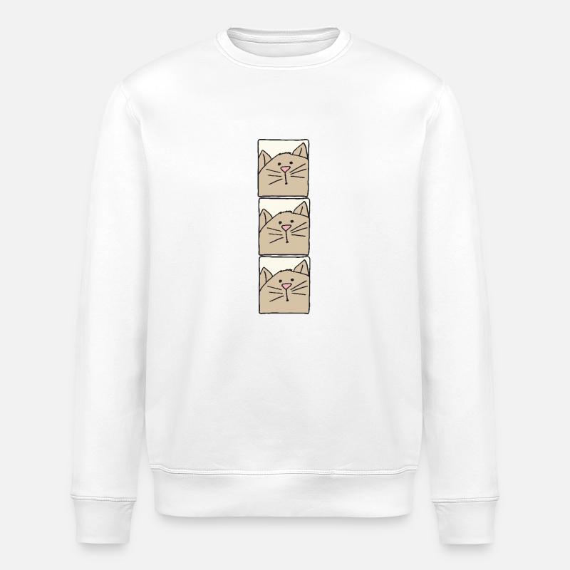 Tête de chat triple - Sweat bio ROLLER Stanley/Stella Unisexe - blanc