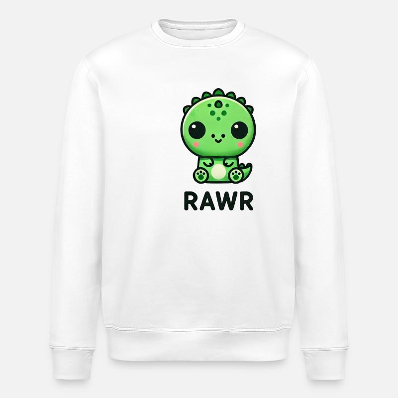 Cute Dino T-Rex Chibi Rawr - Stanley/Stella ROLLER Unisex Organic Sweatshirt - white