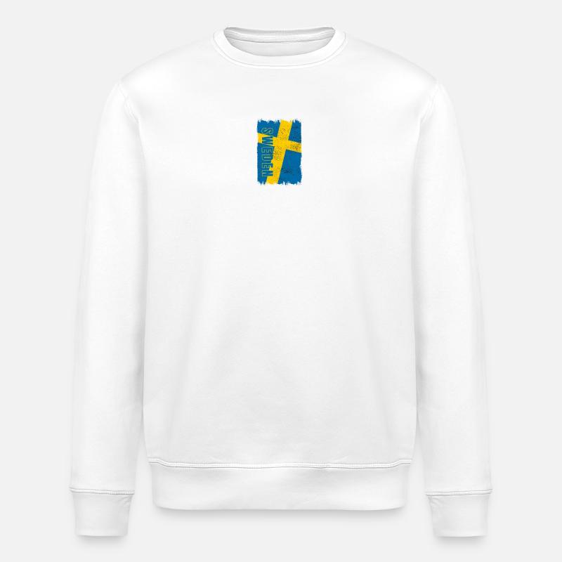 Drapeau de la Suède - Sweat bio ROLLER Stanley/Stella Unisexe - blanc