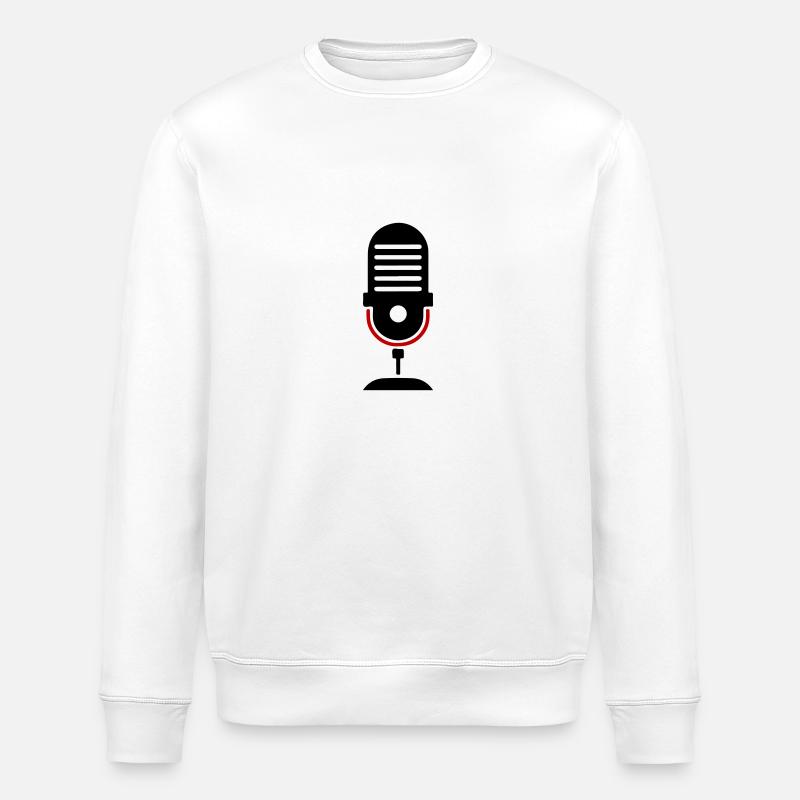 Microphone Podcast Logo - Stanley/Stella ROLLER Unisex Organic Sweatshirt - white