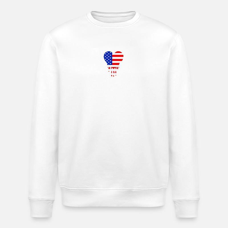 Cœur Drapeau Américain Bleu Rouge - Sweat bio ROLLER Stanley/Stella Unisexe - blanc