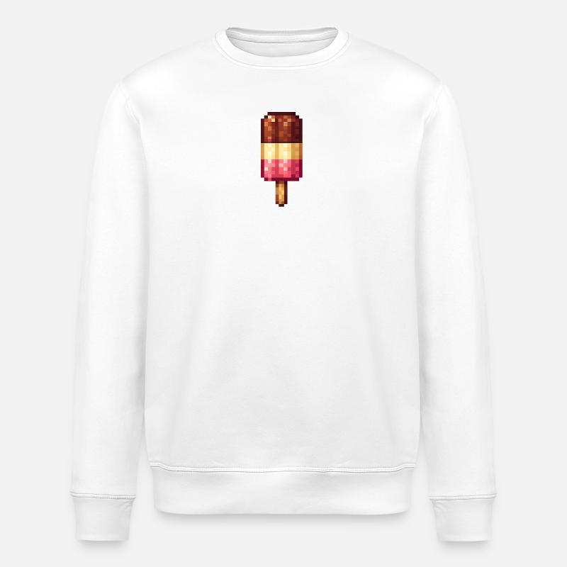 Retro Pixel Eis am Stiel - Stanley/Stella Unisex Bio-Sweatshirt ROLLER - Weiß