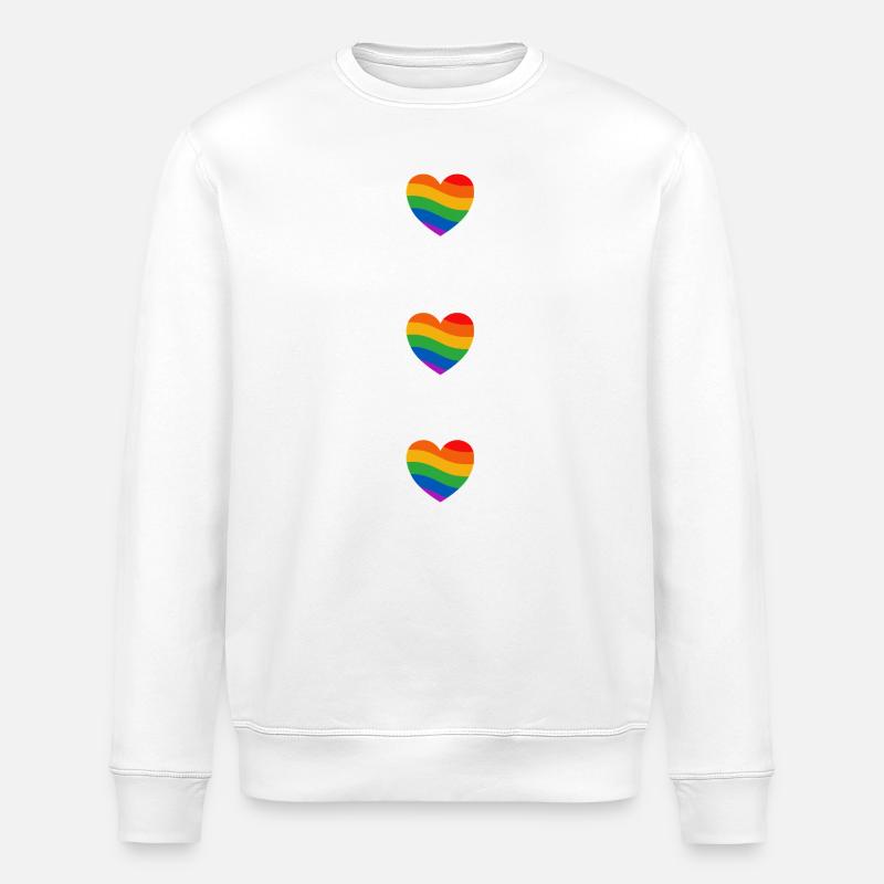 Pride-Flagge Regenbogenherzen - Stanley/Stella Unisex Bio-Sweatshirt ROLLER - Weiß
