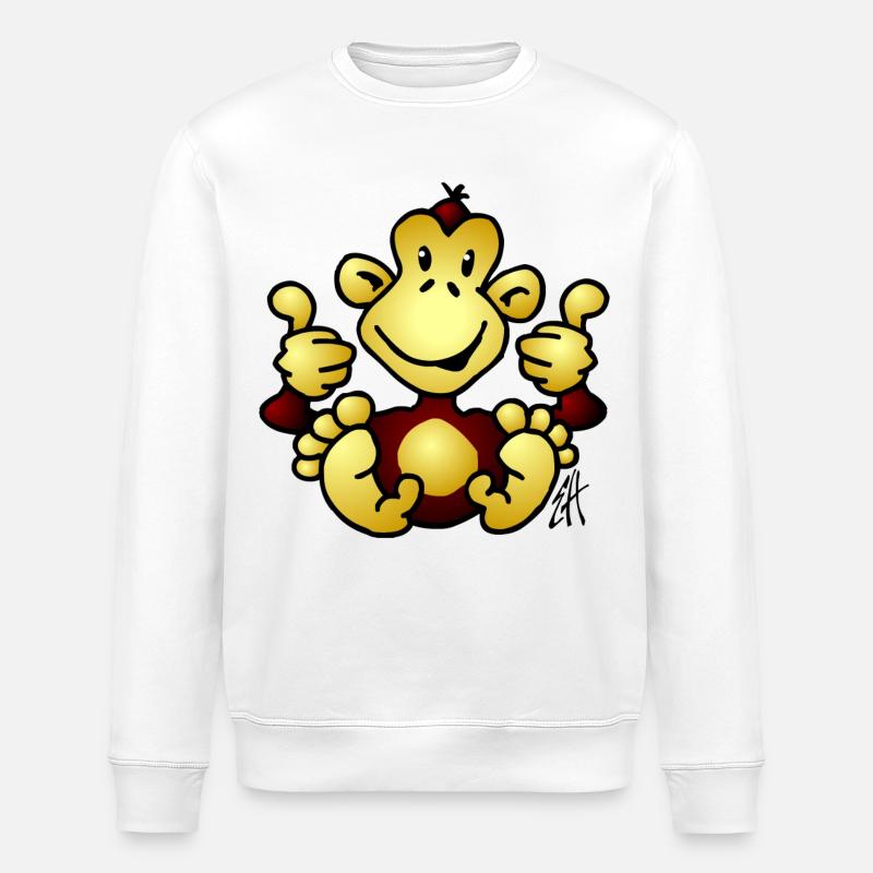 Full Color Monkey Design - Stanley/Stella ROLLER Unisex Organic Sweatshirt - white