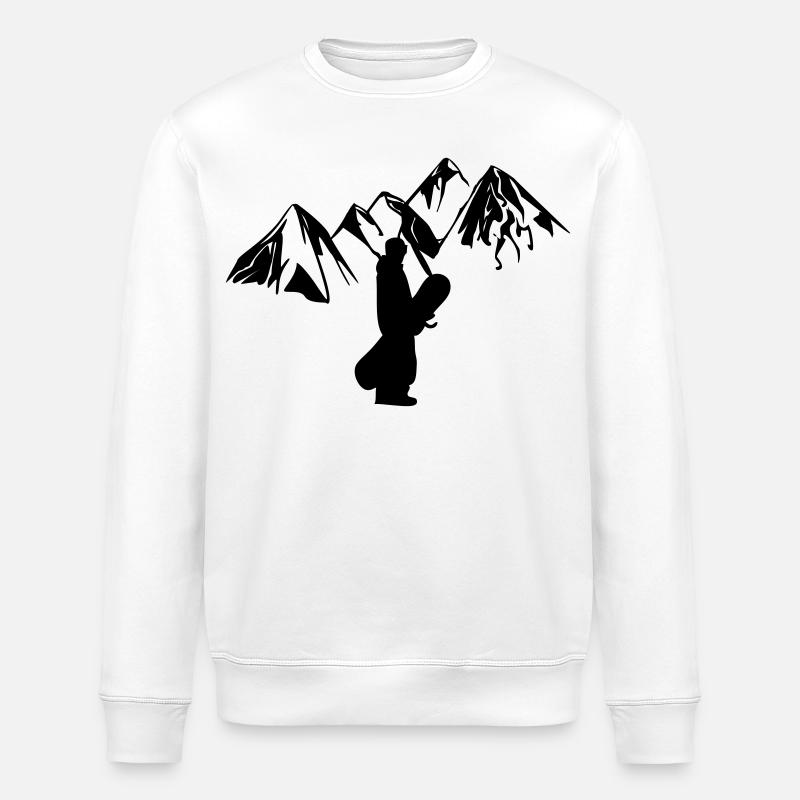 Snowboarder mit Bergen - Stanley/Stella Unisex Bio-Sweatshirt ROLLER - Weiß