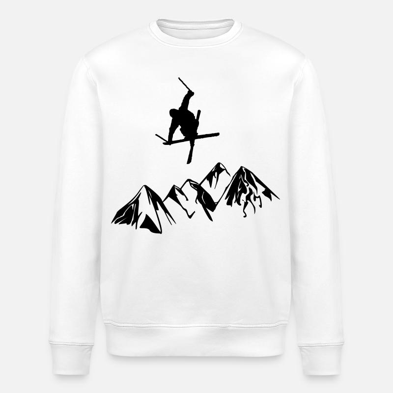 Berge mit Skifahrer - Stanley/Stella Unisex Bio-Sweatshirt ROLLER - Weiß