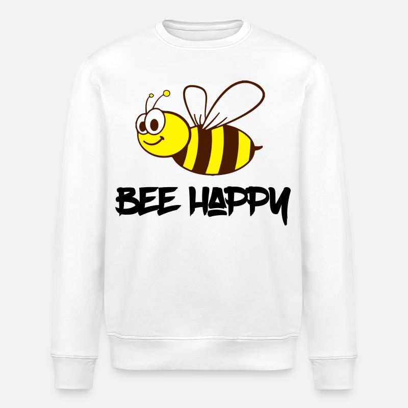 Biene Happy / Bee Happy - Stanley/Stella Unisex Bio-Sweatshirt ROLLER - Weiß