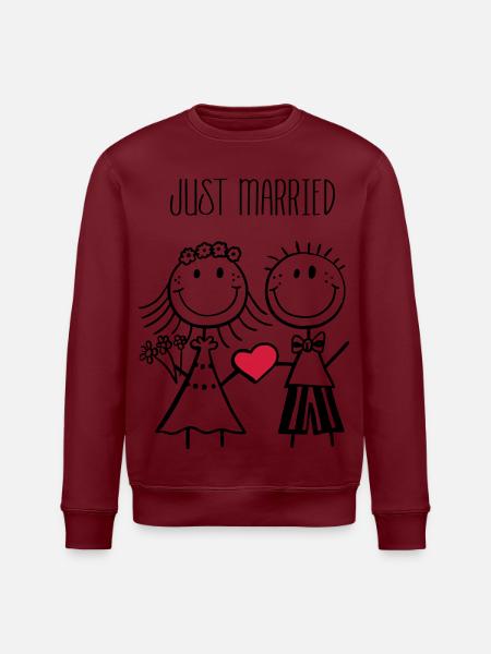 Just Married newlyweds - wedding - gift - Stanley/Stella ROLLER Unisex Organic Sweatshirt - white