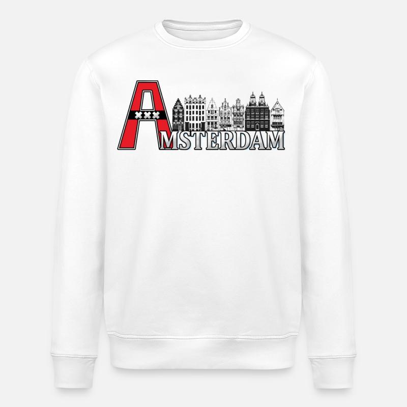 Amsterdam mit einem großen A - Stanley/Stella Unisex Bio-Sweatshirt ROLLER - Weiß