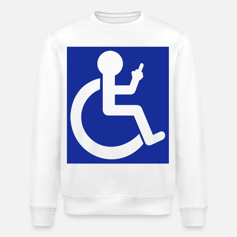 Rollstuhl-Symbol mit Mittelfinger # - Stanley/Stella Unisex Bio-Sweatshirt ROLLER - Weiß
