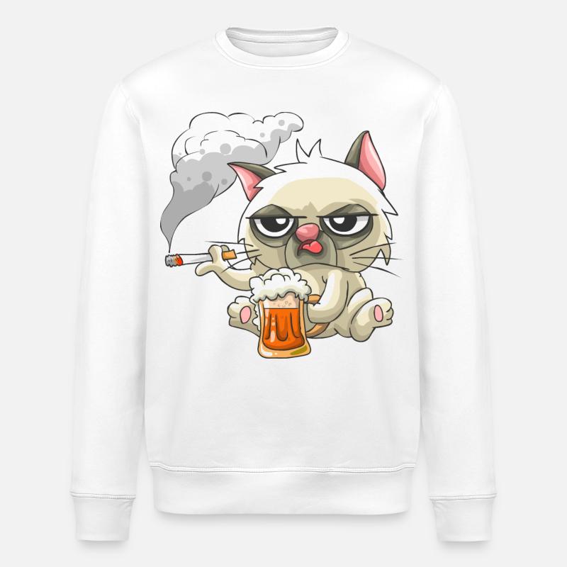 Bad Cat - Stanley/Stella Unisex Bio-Sweatshirt ROLLER - Weiß