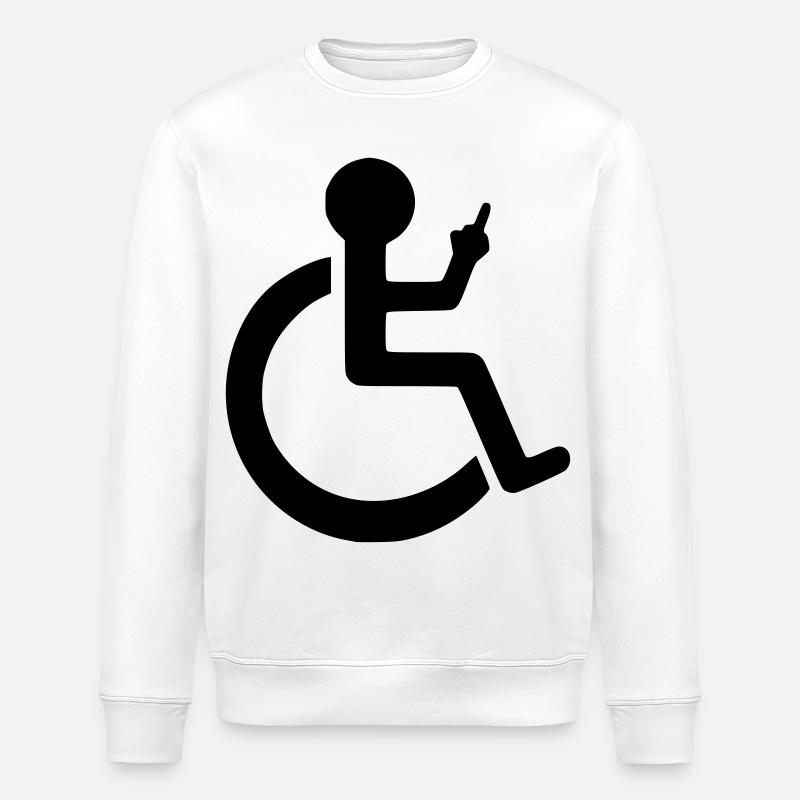 Rollstuhlfahrer mit Mittelfinger # - Stanley/Stella Unisex Bio-Sweatshirt ROLLER - Weiß